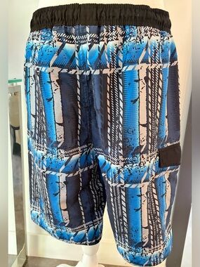 burnside Blue and Black Geometric Board Shorts